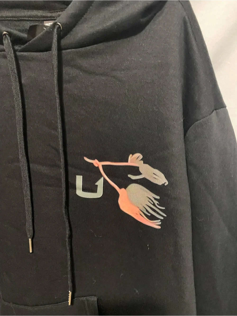 Men's Black Hoodie Sweatshirt with Subtle Graphic